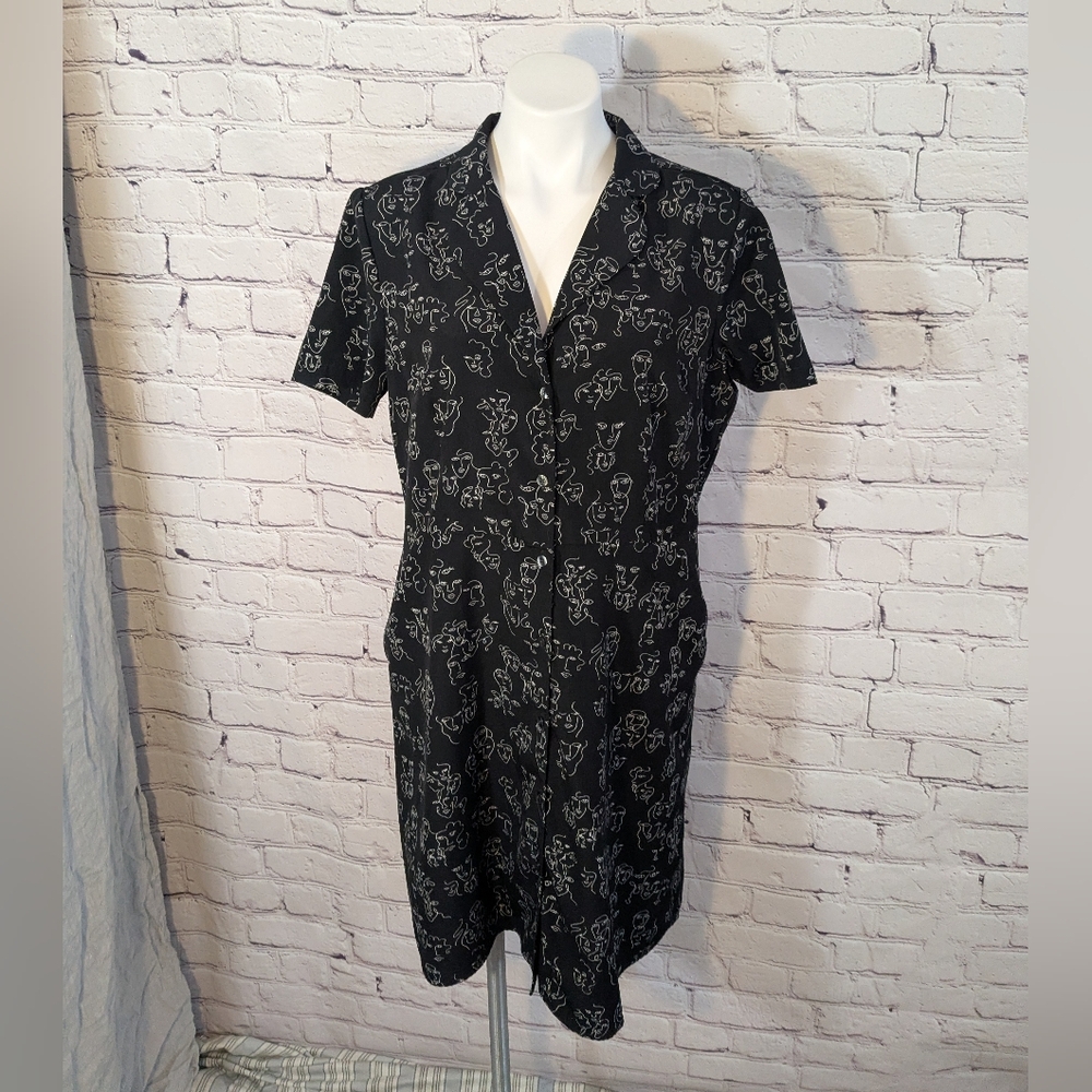 A New Day Abstract Face Shirt Dress